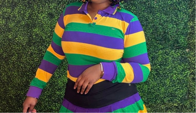 MARDI GRAS STRIPED LONG SLEEVE SHIRT