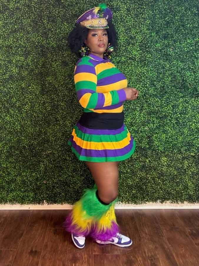 MARDI GRAS STRIPED LONG SLEEVE SHIRT