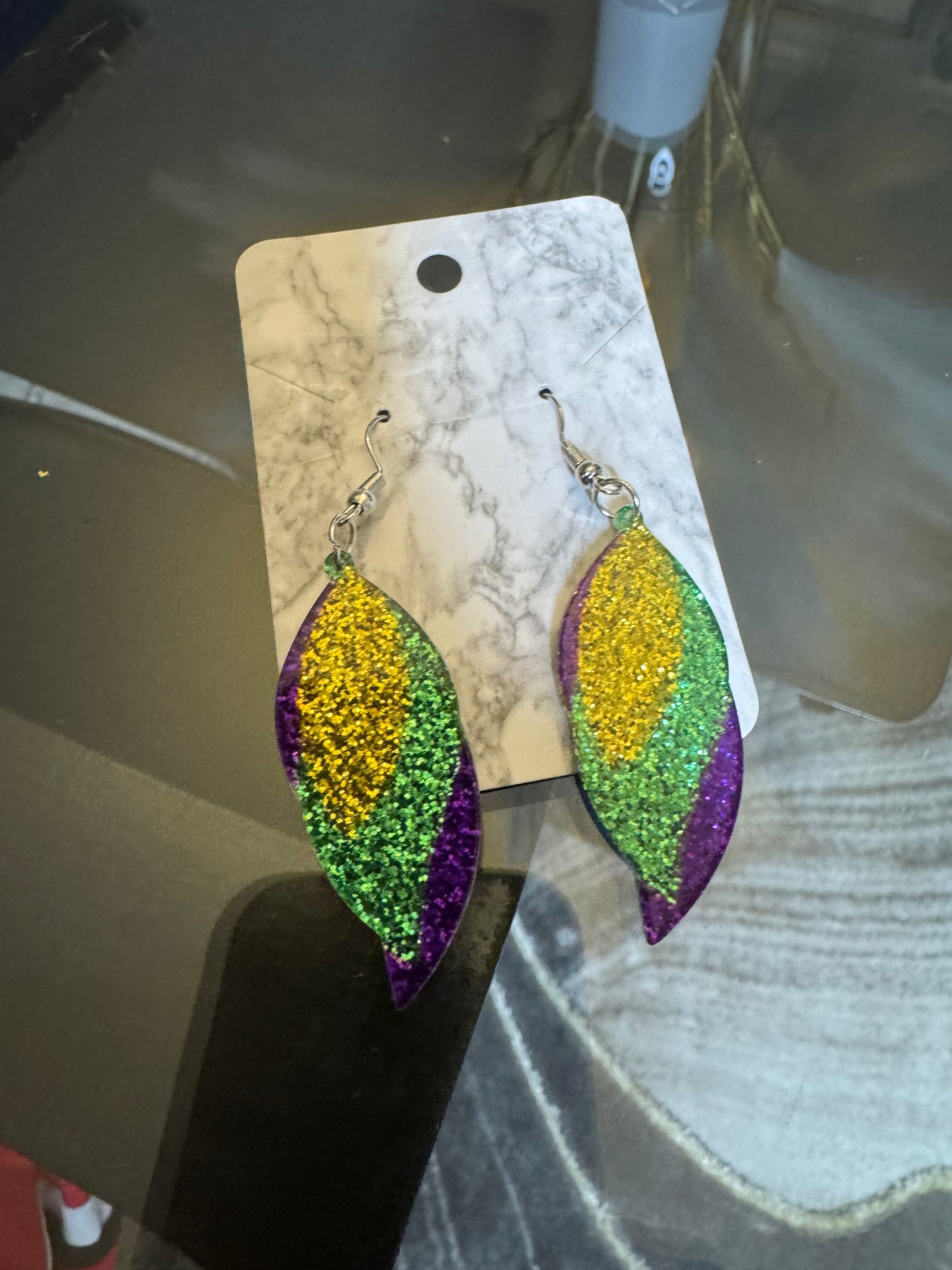 MARDI GRAS LEAF EARRINGS
