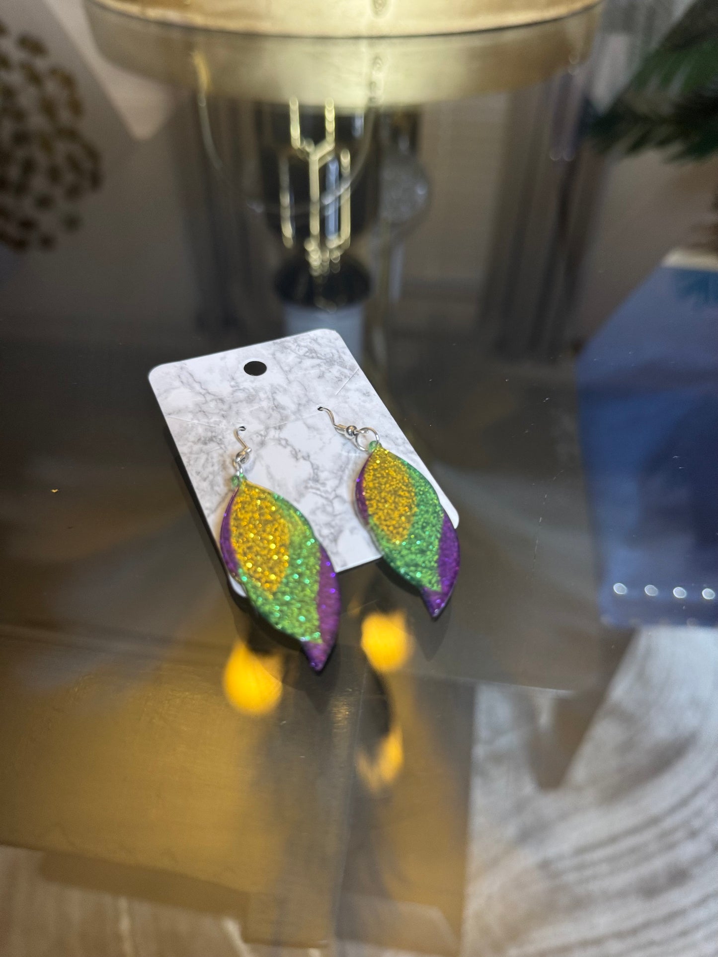 MARDI GRAS LEAF EARRINGS