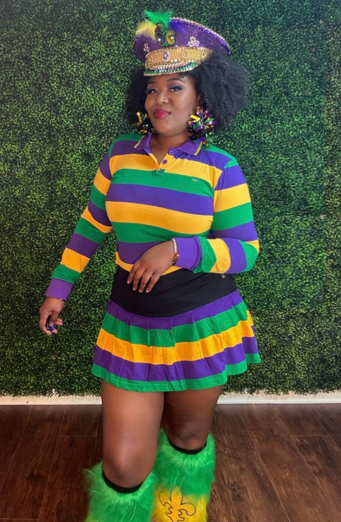 MARDI GRAS STRIPED LONG SLEEVE SHIRT