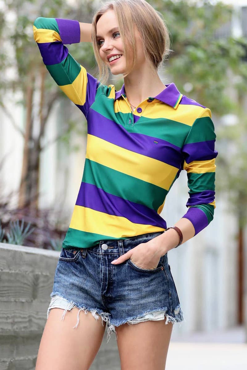 MARDI GRAS STRIPED LONG SLEEVE SHIRT