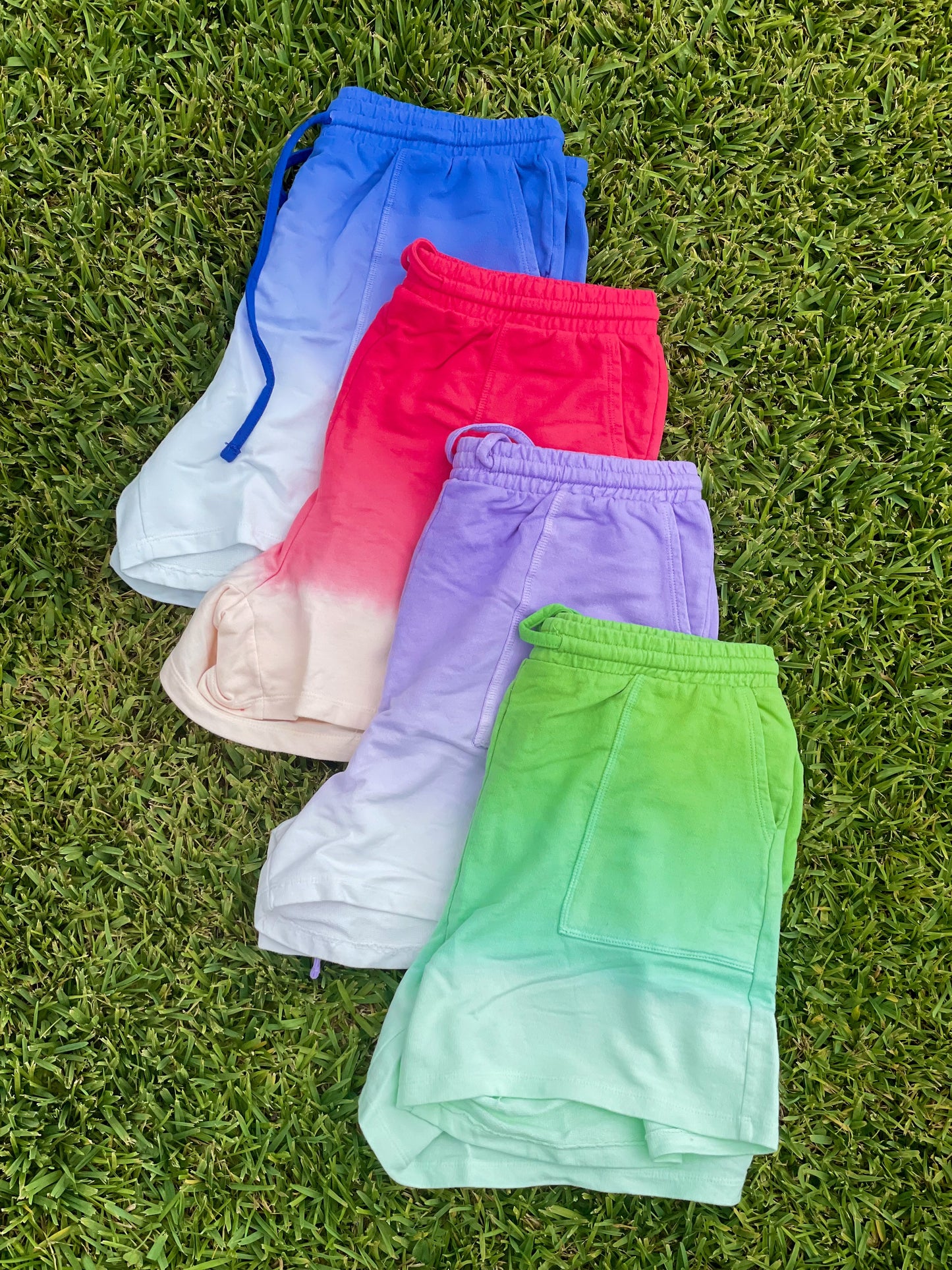 DIP DYE DRAWSTRING SHORT SET with POCKETS (Bright Blue)