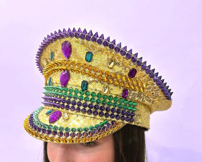 MARDI GRAS SEQUIN CAPTAIN HAT (Mardi Gras Colors)