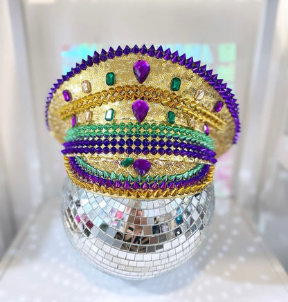 MARDI GRAS SEQUIN CAPTAIN HAT (Mardi Gras Colors)