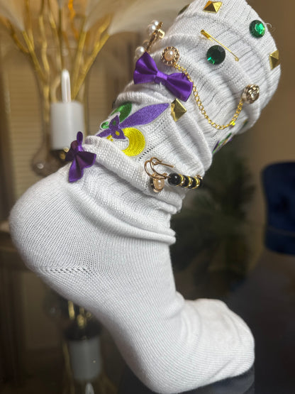 MARDI GRAS JUNK SOCKS (White)