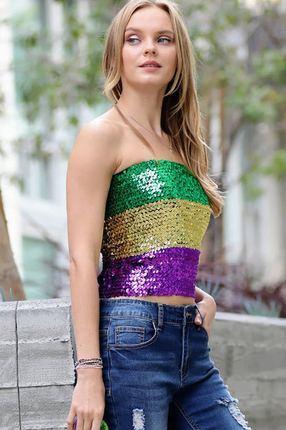 MARDI SEQUIN TUB TOP