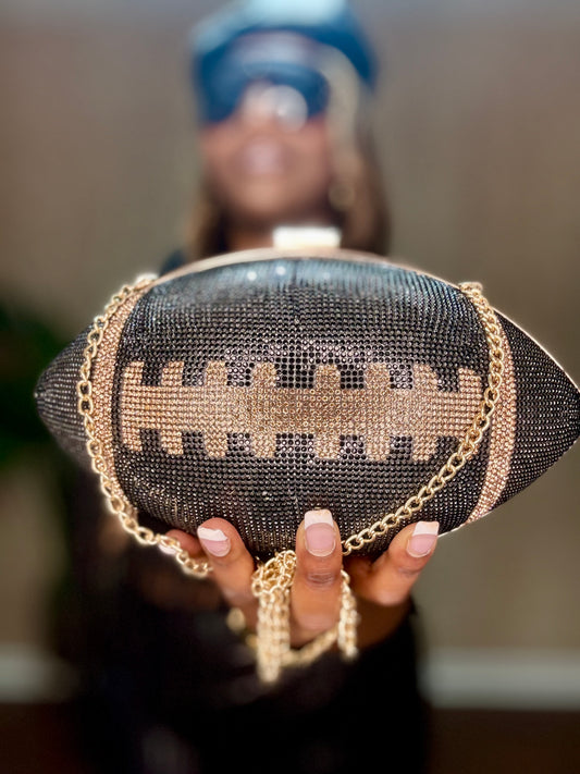 Black & Gold Football Crossbody Clutch