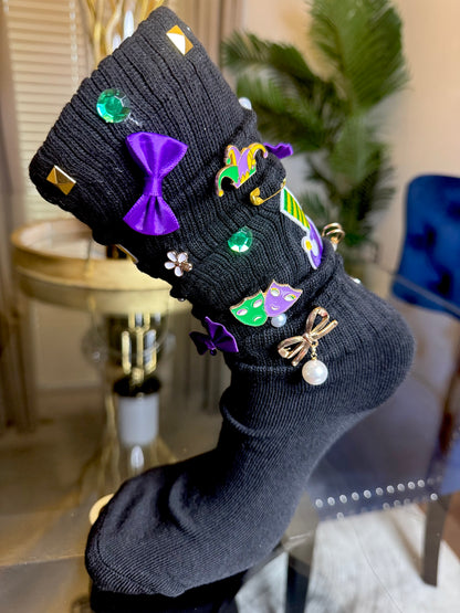 MARDI GRAS JUNK SOCKS (Black)