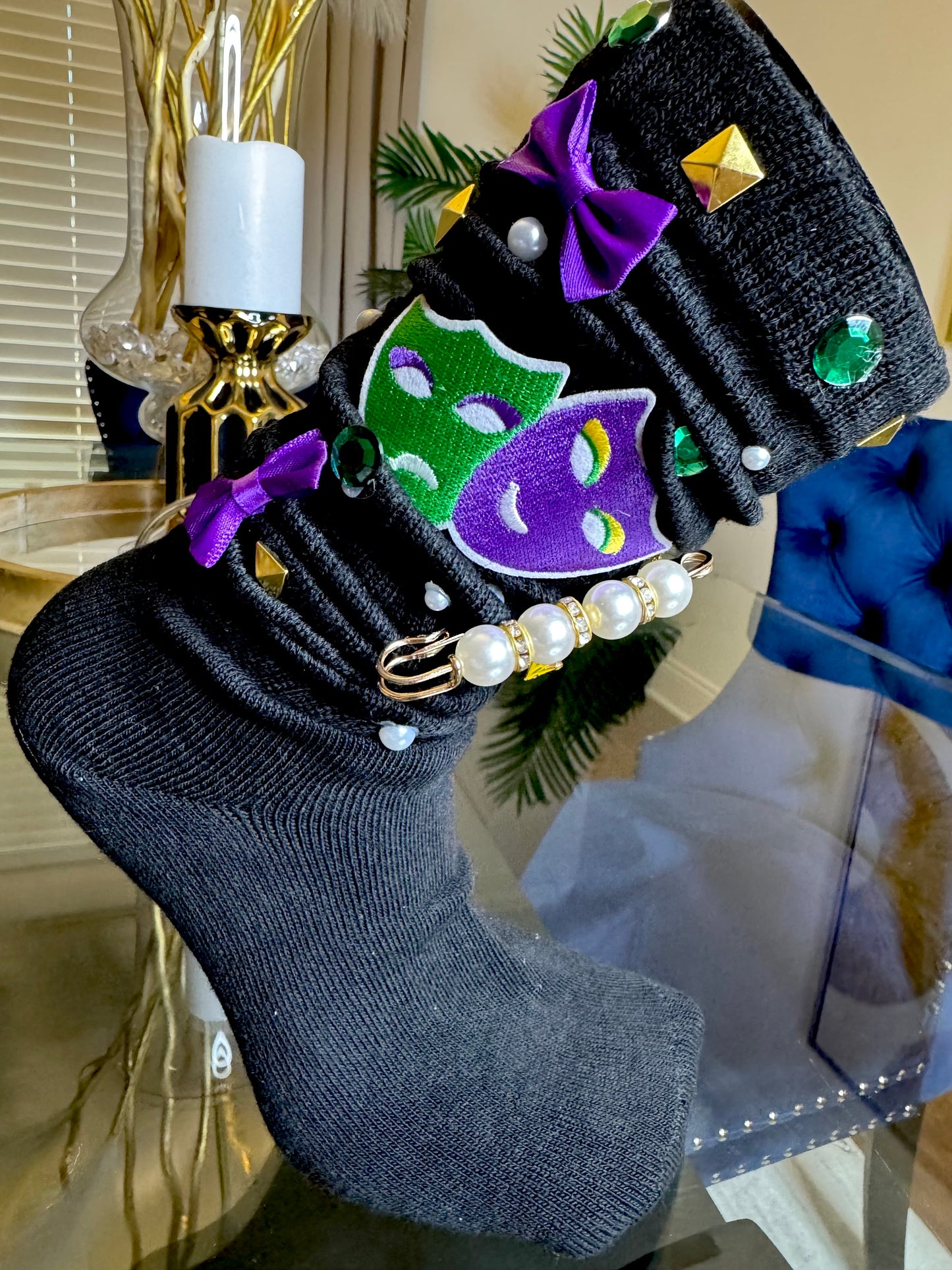 MARDI GRAS JUNK SOCKS (Black)