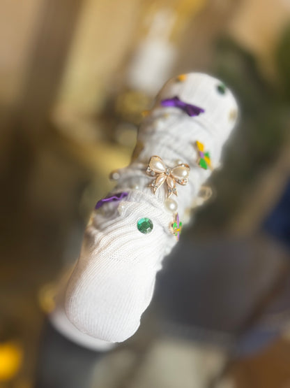 MARDI GRAS JUNK SOCKS (White)