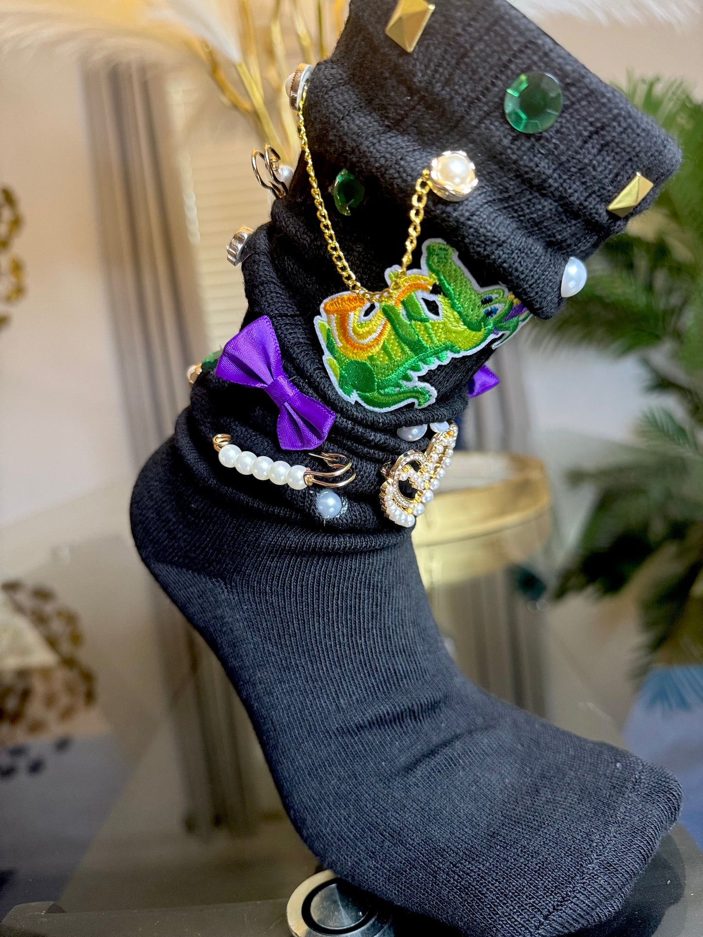 MARDI GRAS JUNK SOCKS (Black)