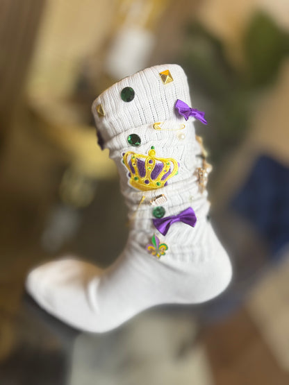 MARDI GRAS JUNK SOCKS (White)