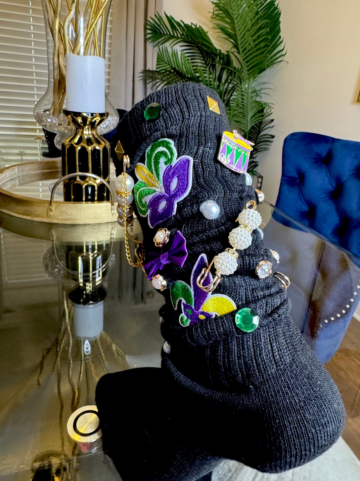 MARDI GRAS JUNK SOCKS (Black)