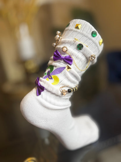 MARDI GRAS JUNK SOCKS (White)