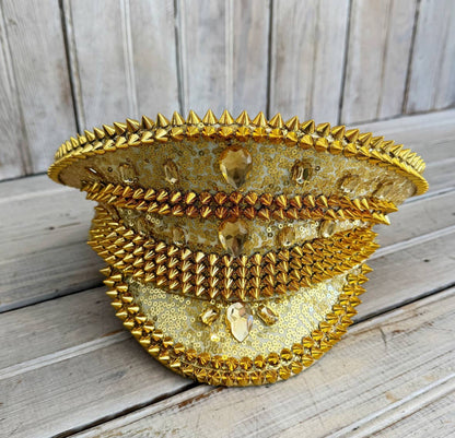 MARDI GRAS SEQUIN CAPTAIN HAT (Gold)