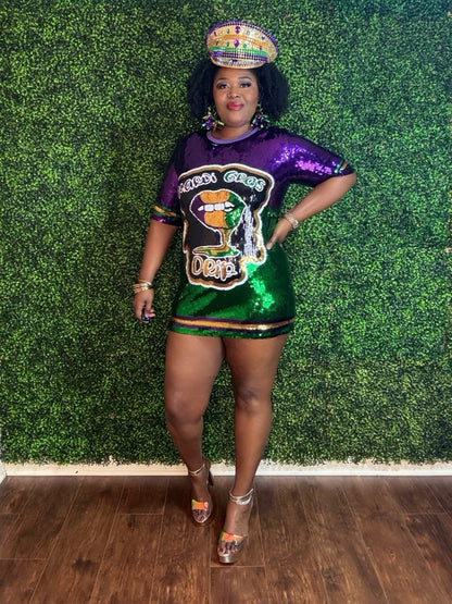 MARDI GRAS OVERSIZED SEQUIN TUNIC/DRESS