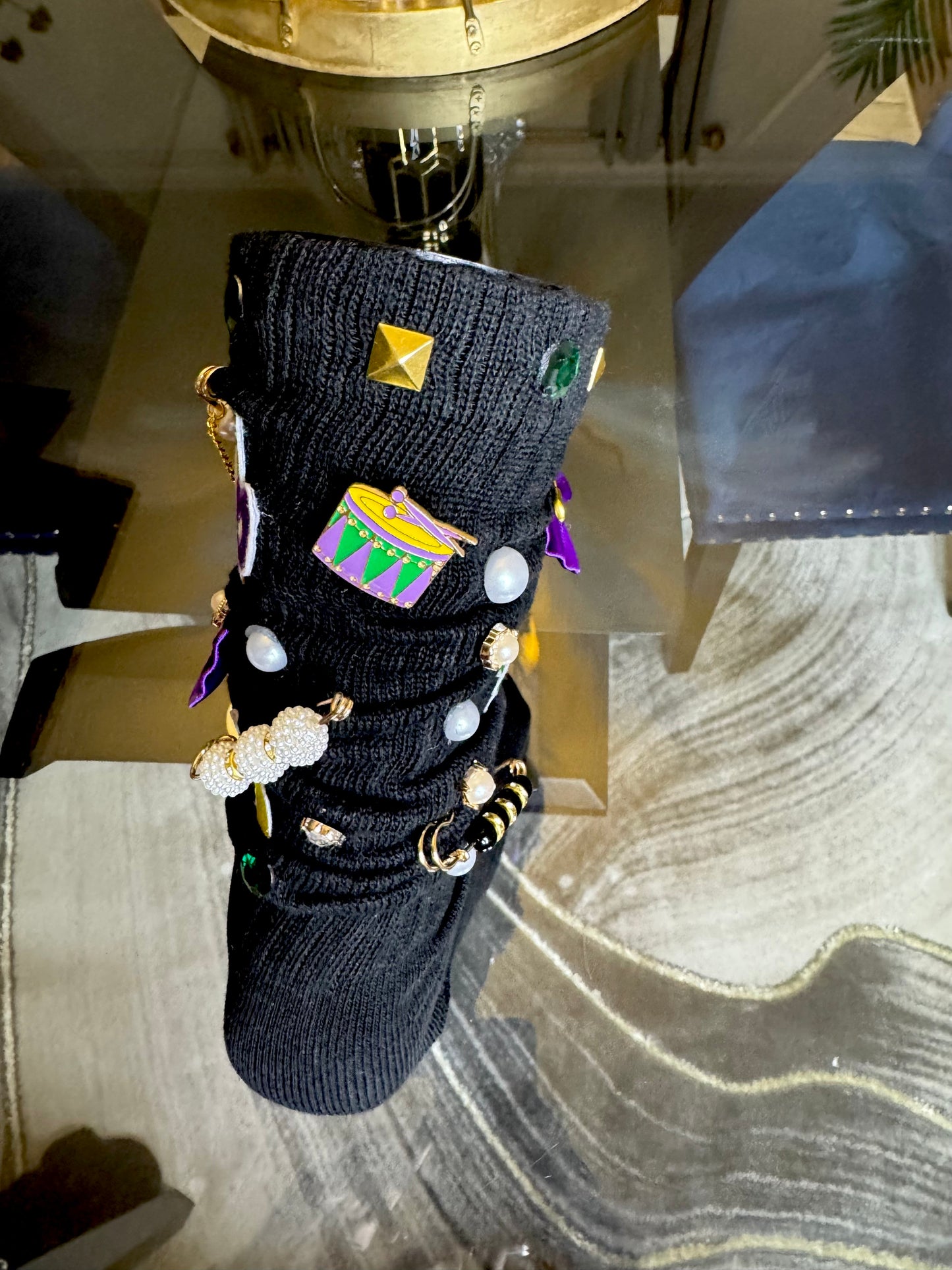 MARDI GRAS JUNK SOCKS (Black)