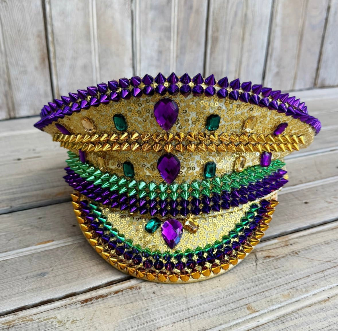 MARDI GRAS SEQUIN CAPTAIN HAT (Mardi Gras Colors)