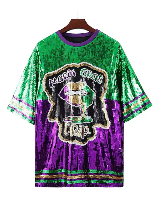 MARDI GRAS OVERSIZED SEQUIN TUNIC/DRESS