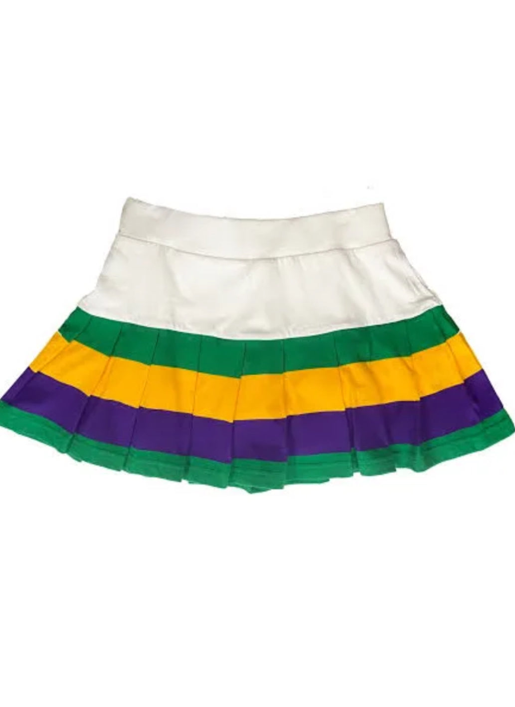 MARDI GRAS PLEATED STRIPED SKIRT (White)