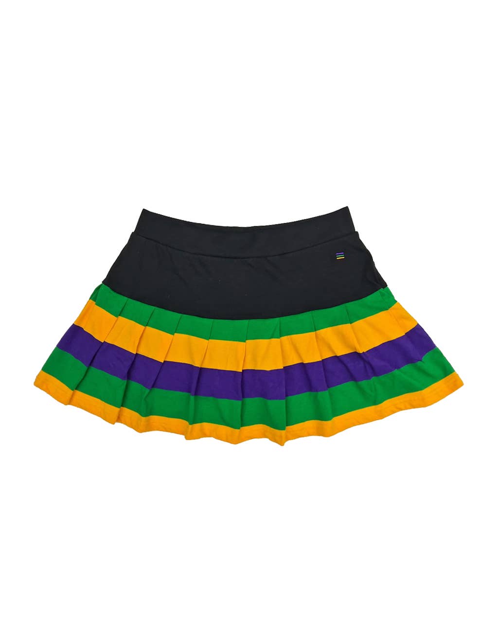 MARDI GRAS STRIPED PLEATED SKIRT (Black)