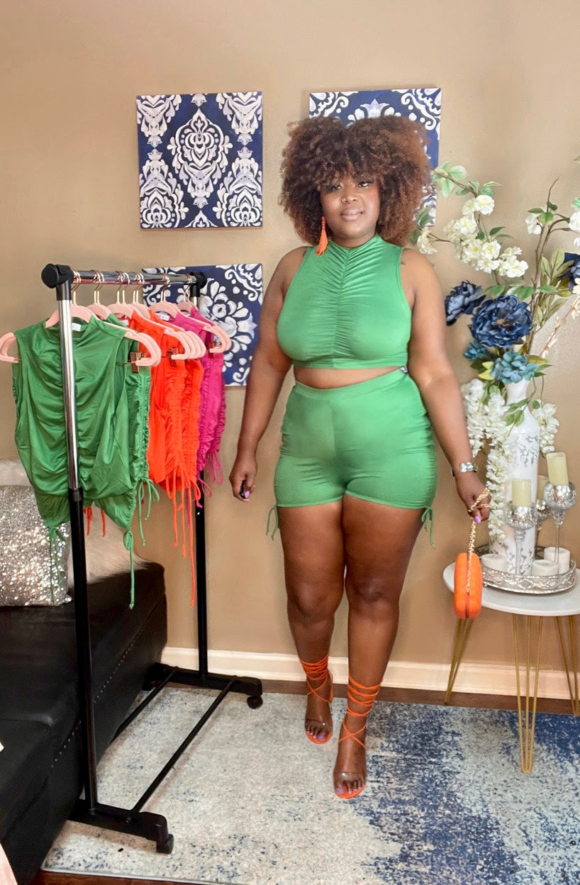 Plus size sale green shorts